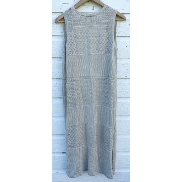 DEX Cardigan Sweater Vest Womens M Beige Gold Fleck Knit Open Long Line - Picture 4 of 5